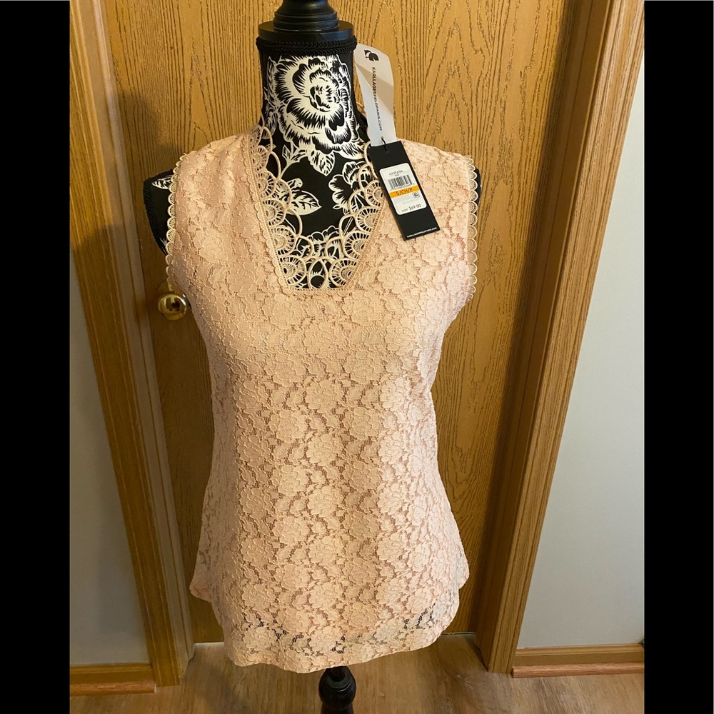 NWT Karl Lagerfeld Paris blush lace top